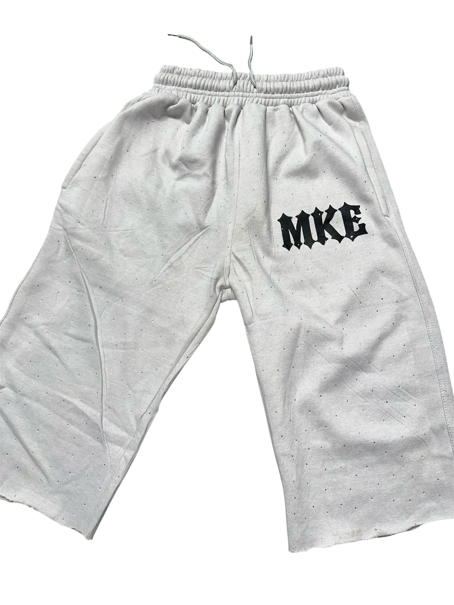 Grey Rhinestone Long John Jorts